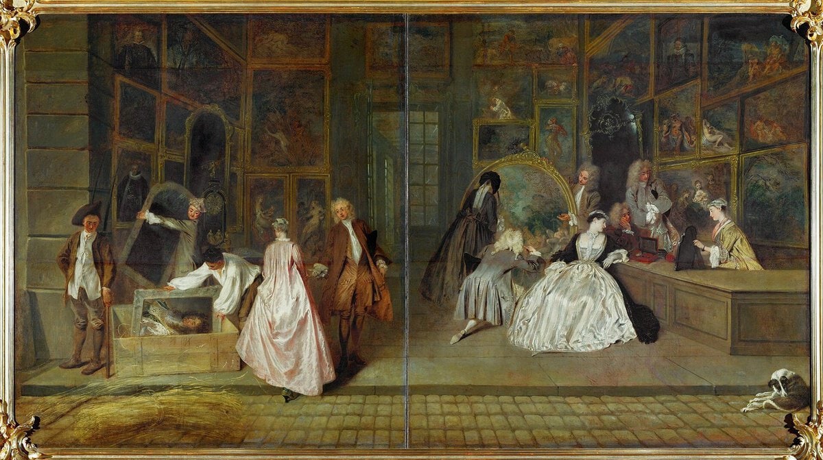 Watteau'nun Gersaint'in Tabelası: resim dükkanının iç görünümü