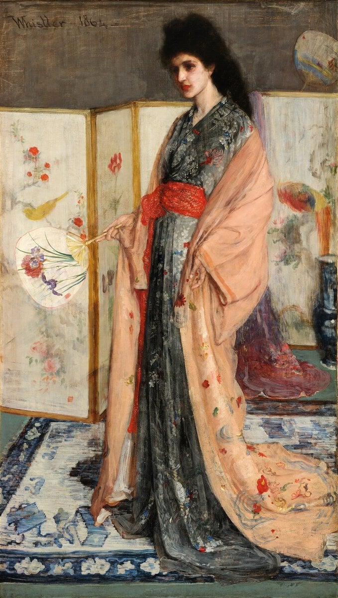 Whistler'ın Prensesler Ülkesinden Prenses tablosu: kimono giymiş figür